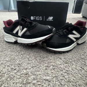 New Balance X Figs 574 Black Burgundy Athletic Shoes Men's Size 7.5 D WN 9